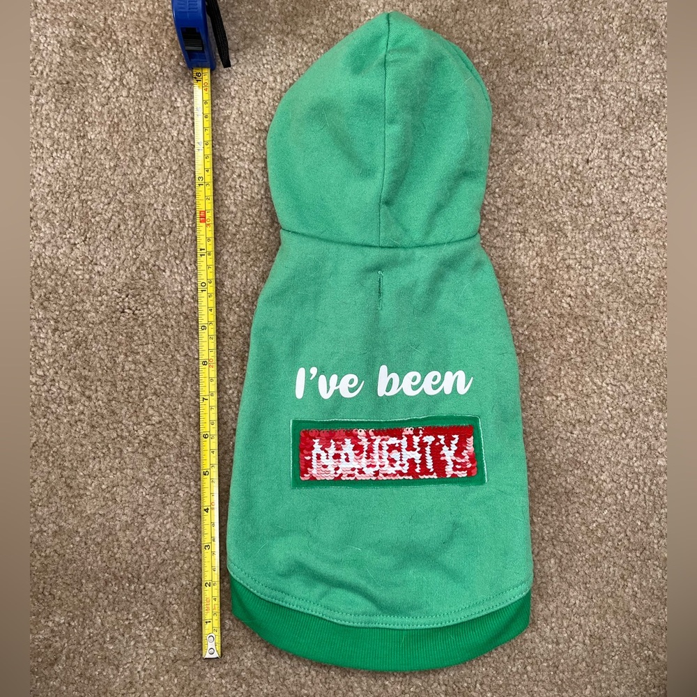 Small Dog Christmas Naughty/nice Sequin cotton hooded sweatshirt